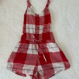 Old Navy Red and White Plaid Romper